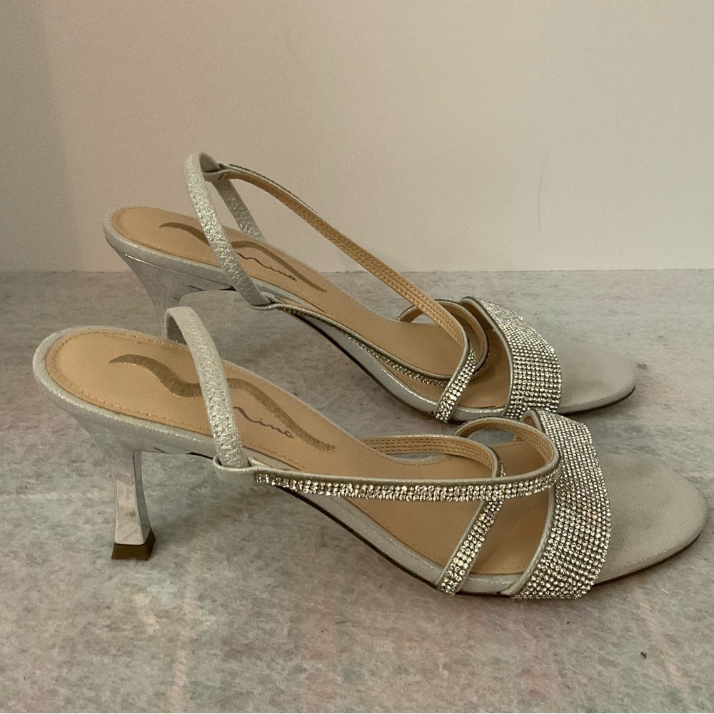 Nina Lourdes Evening Heels True Silver 9M